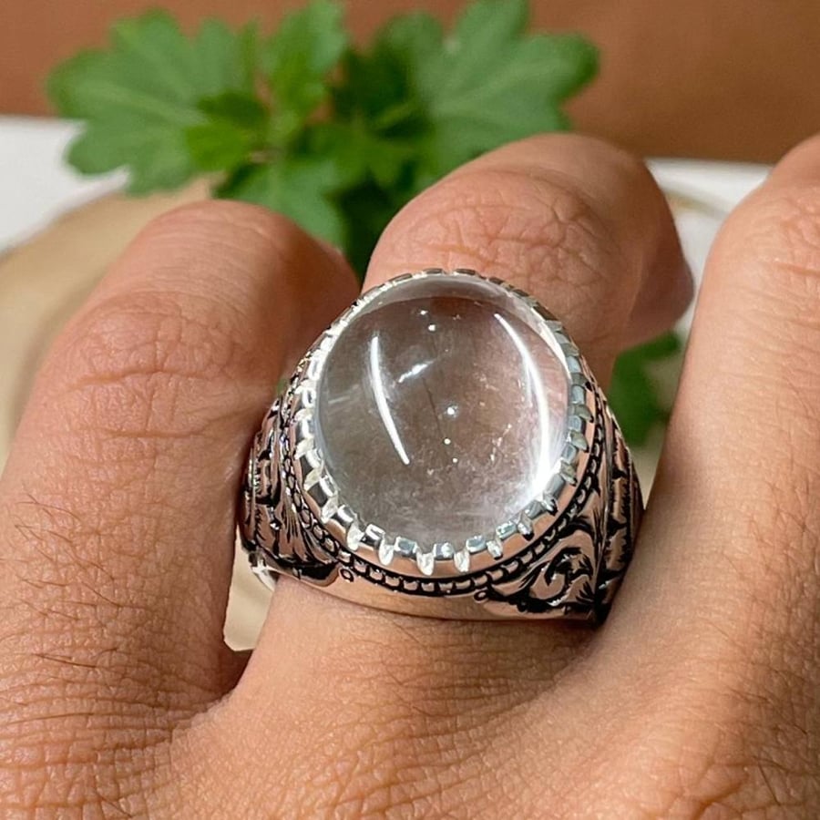 Men's silver ring with natural Dar Najafi stone