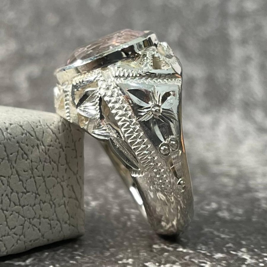 Men's silver ring with amethyst stone
