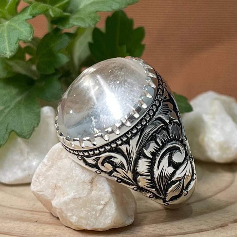 Men's silver ring with natural Dar Najafi stone
