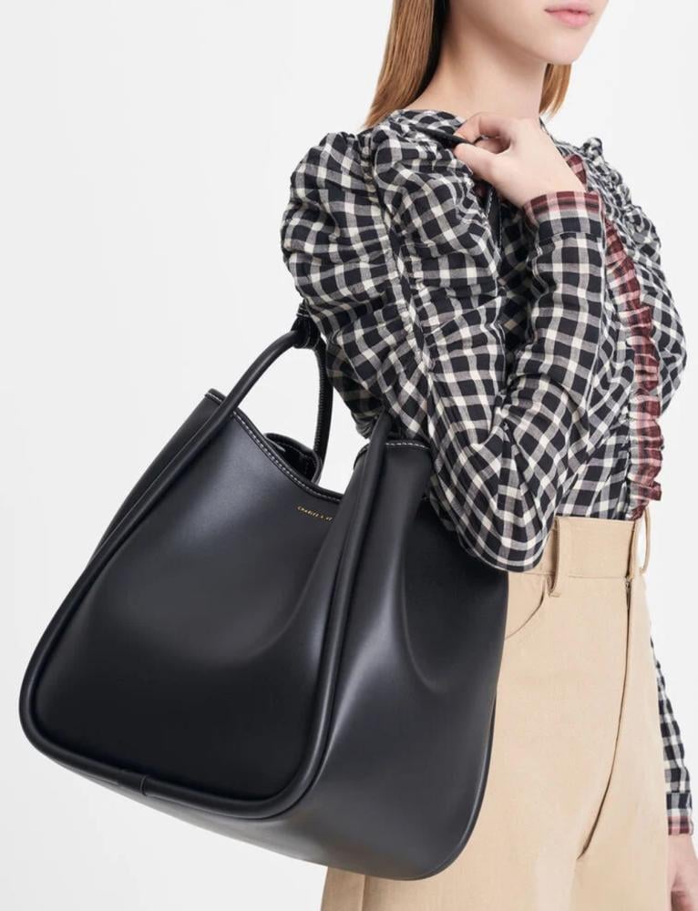 Tubular Slouchy Tote Bag - Black
