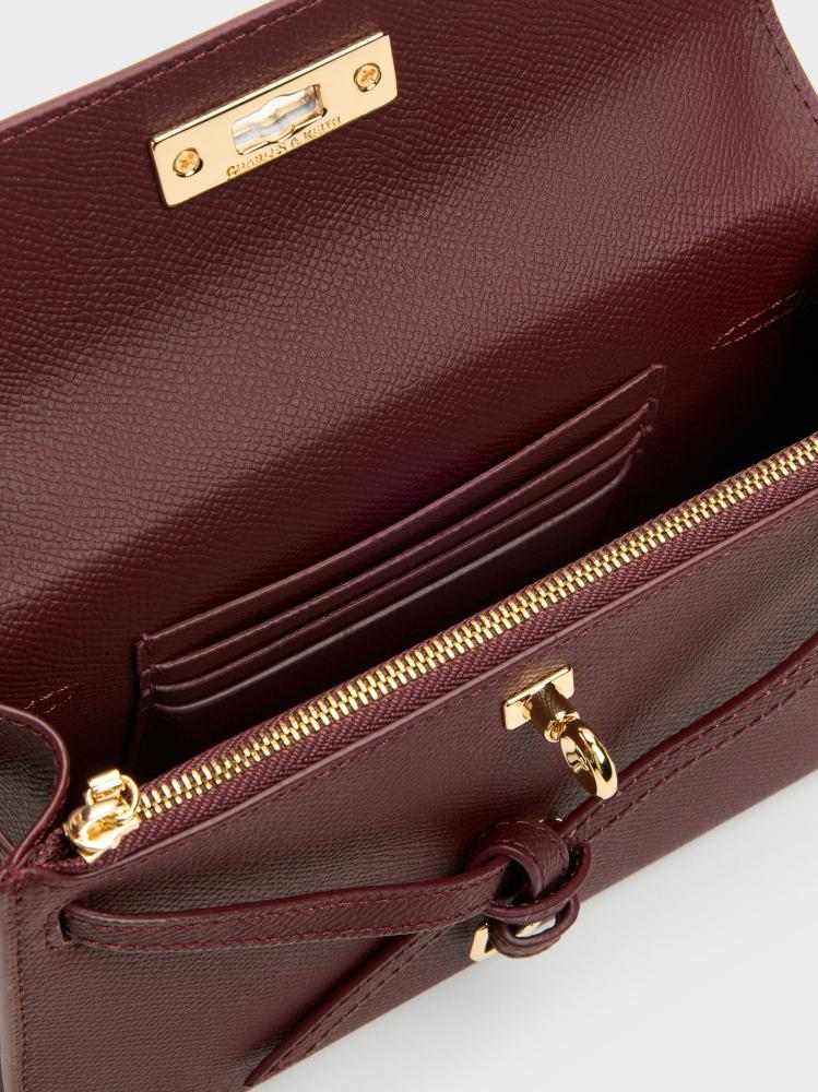 تريشا حقيبة يد Tricha Knotted-Belt Top Handle Bag - لون شرابي أحمر