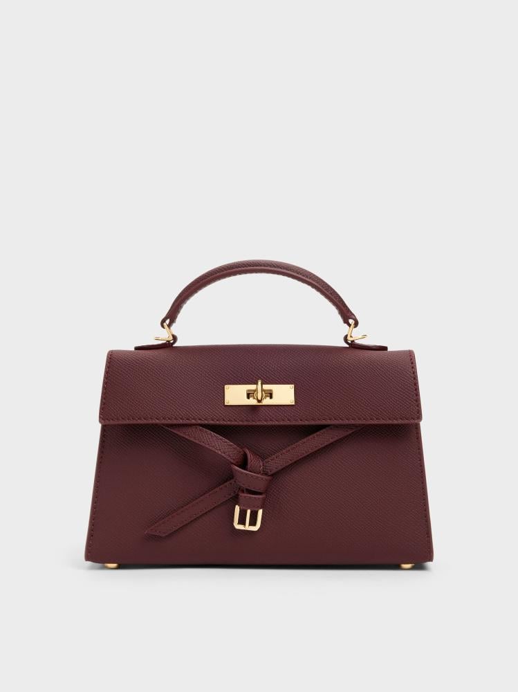 تريشا حقيبة يد Tricha Knotted-Belt Top Handle Bag - لون شرابي أحمر