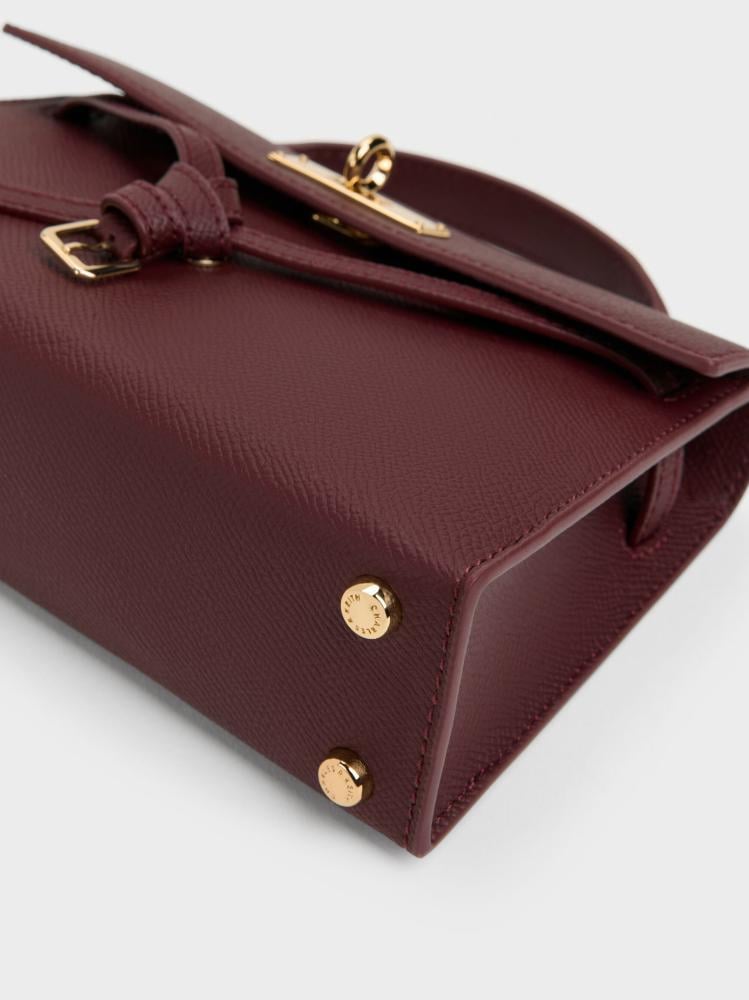 تريشا حقيبة يد Tricha Knotted-Belt Top Handle Bag - لون شرابي أحمر