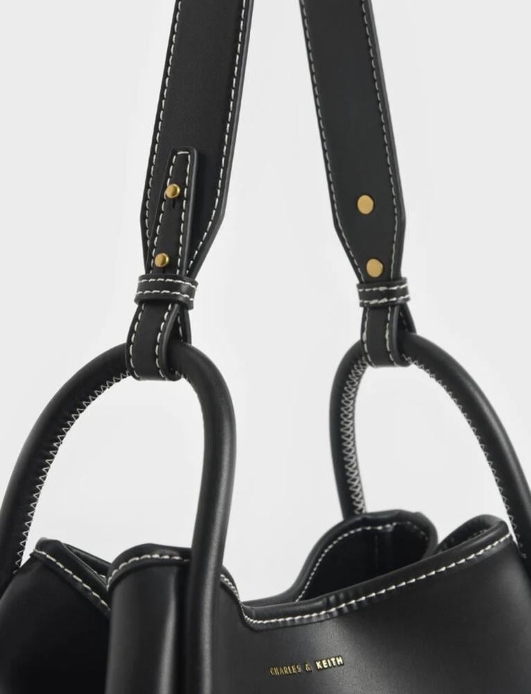 Tubular Slouchy Tote Bag - Black