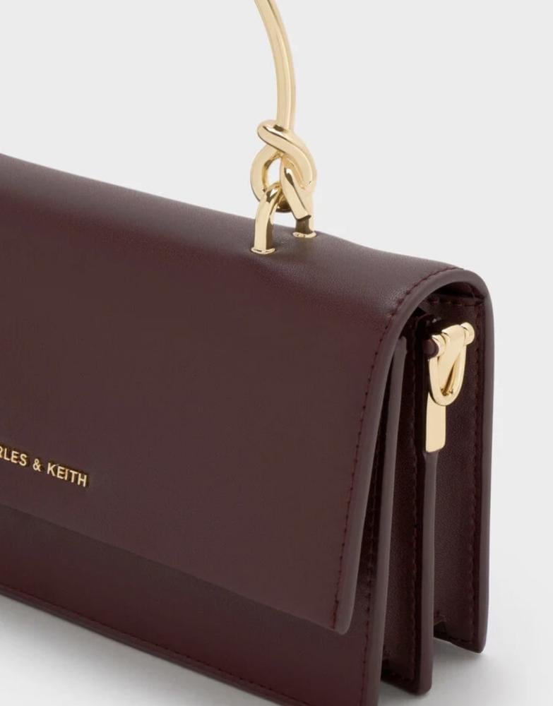 Kristine Sculptural-Handle Long Wallet - Wineberry Red