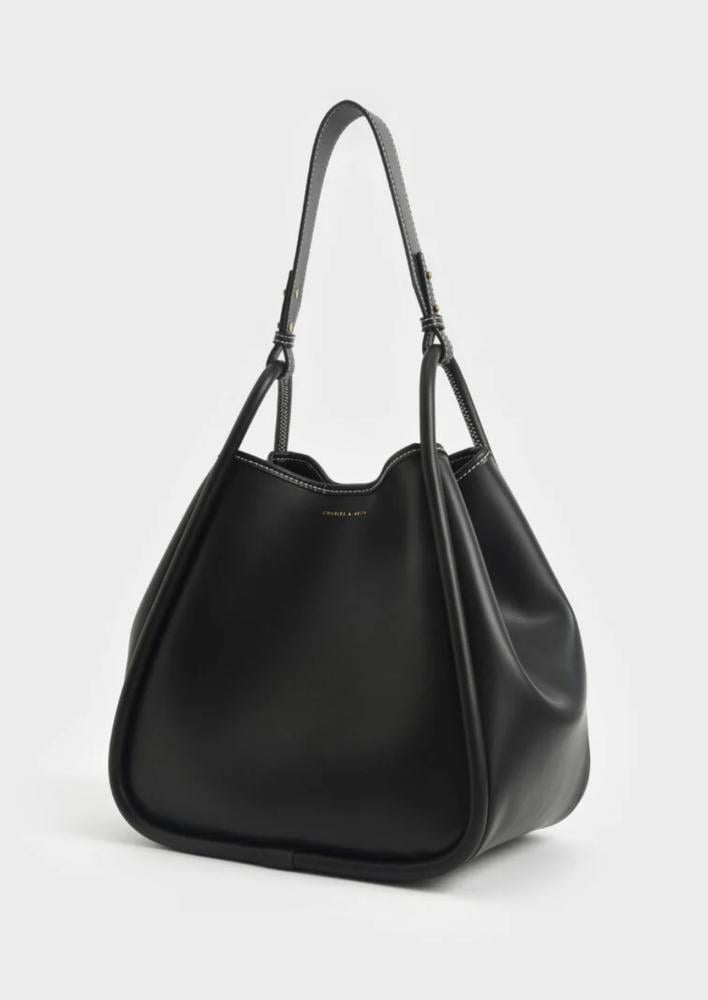 Tubular Slouchy Tote Bag - Black