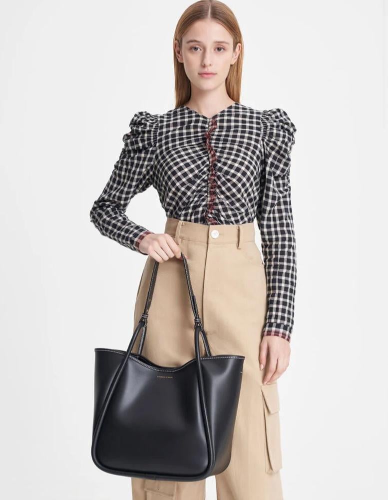 Tubular Slouchy Tote Bag - Black