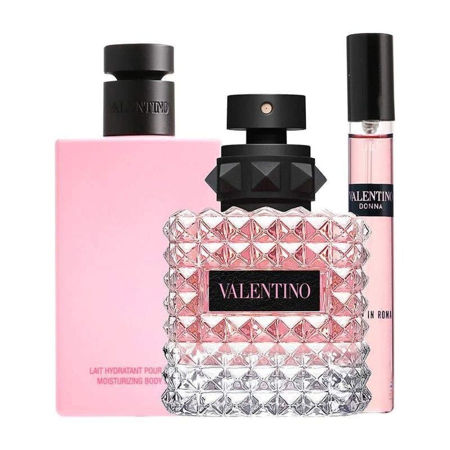 طقم فالنتينو دونا بورن ان روما النسائي او دو بارفيوم (عطر 100مل+عينة للشنطة 15مل+بودي لوشن100مل)