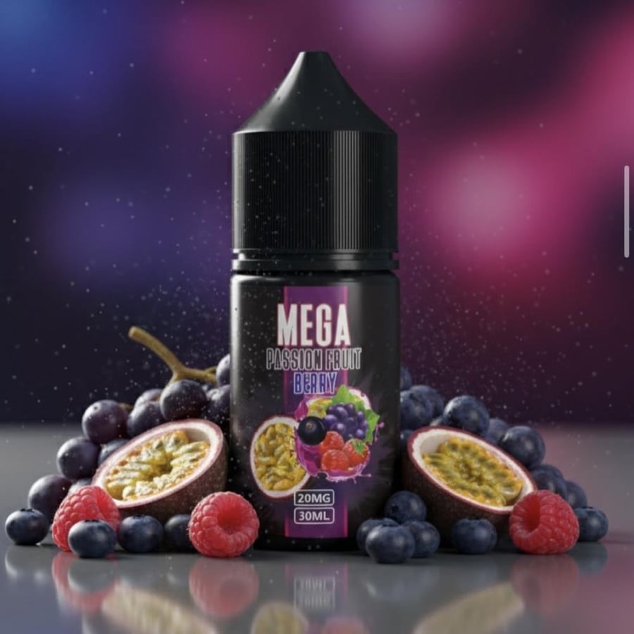 نكهة ميجا باشن فروت بيري سولت اللذيذه من ميقا جراند MEGA PASSION BERRY
