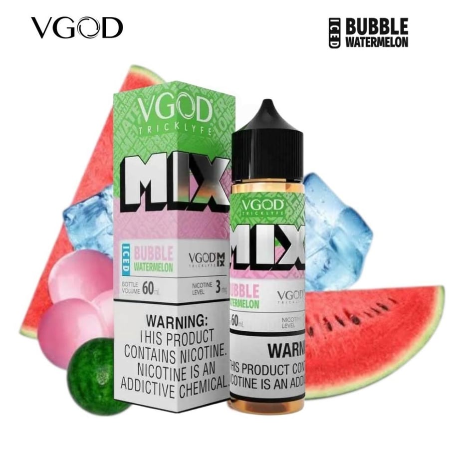 نكهة فيقود مكس علكة بطيخ ايس 60ML فيب VGOD MIX BUBBLE WATERMELON 3MG