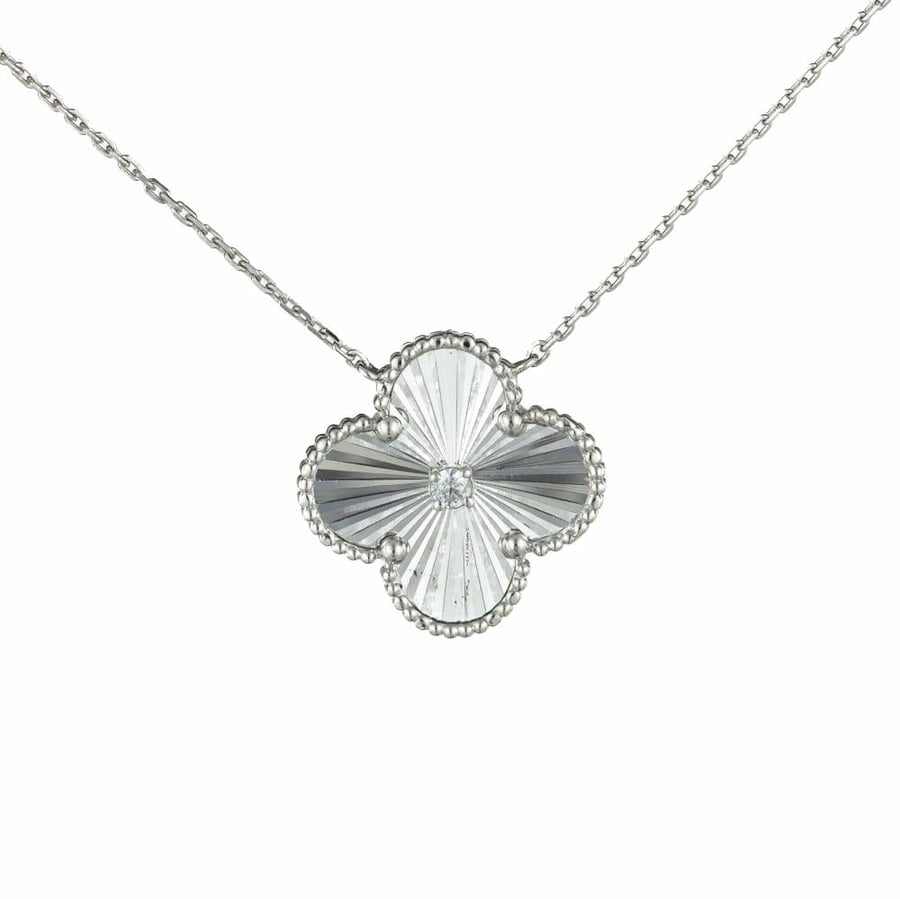 White gold diamond design necklace B 4994