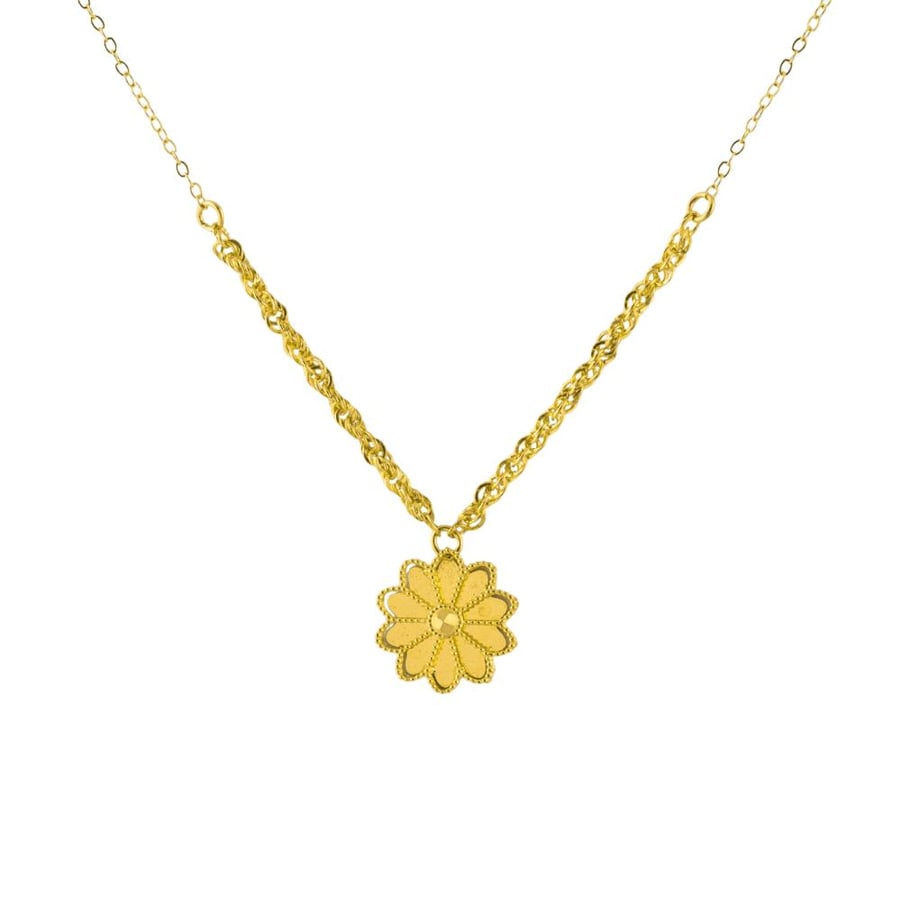 21-karat pure gold necklace with a sunflower design