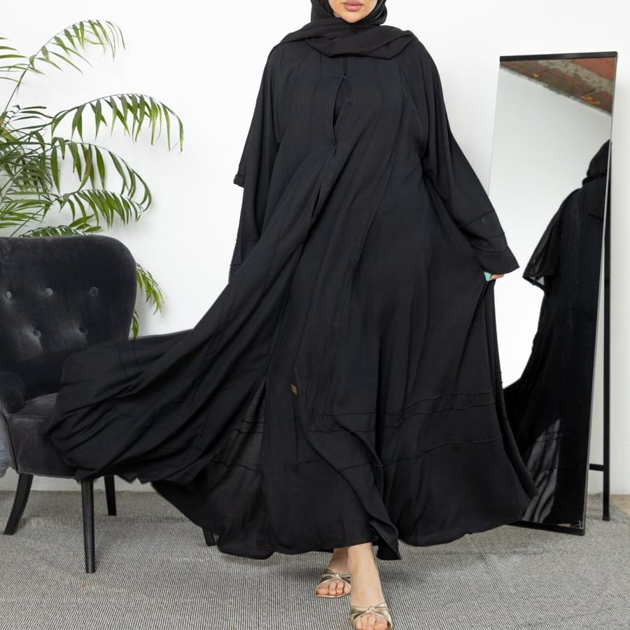 عباية دبل كلوش بكسرات فاخرة R1101