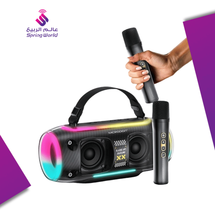 مكبر صوت كاريوكي مايكرو ديجيت مع 2 مايكروفونات لاسلكي مزدوجMD677PS 30W