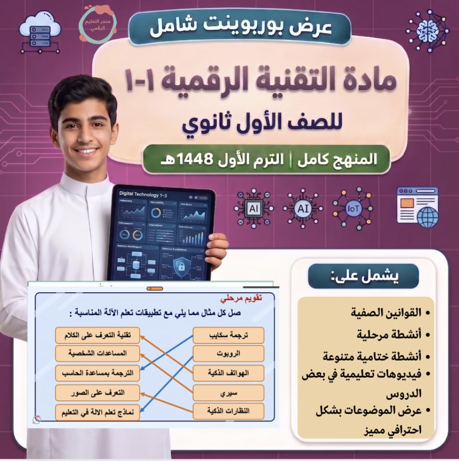 تقنية رقمية1-1 - أول ثانوي الفصل الدراسي الأول