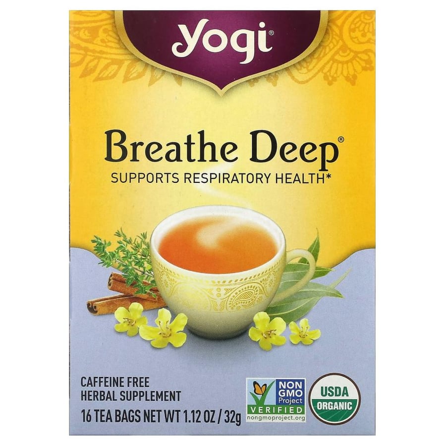 يوغي شاي Breathe Deep، خالٍ من الكافيين، 16 كيس شاي، 1.12 أونصة (32 جم)