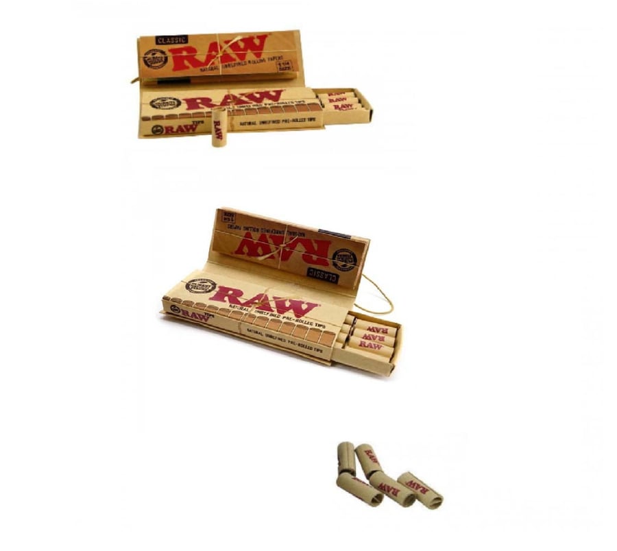 ورق لف راو كلاسيك & فلاتر ورق حجم RAW Rolling Paper Classic & PRE-Rolled Tips 1 1/4
