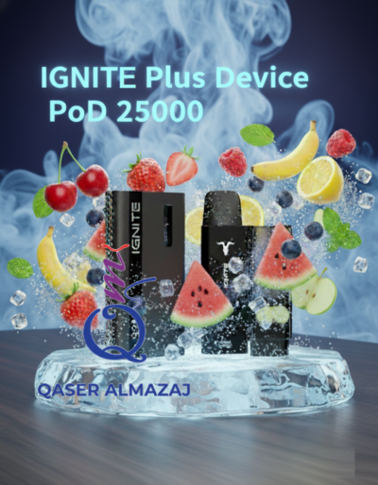 جهاز "بطارية" + بود نكهة "بلوبيري رازبيري" توت أزرق و توت بري IGNITE PLUS Device "Battery" + Pod Blueberry Raspberry 25000 Puffs