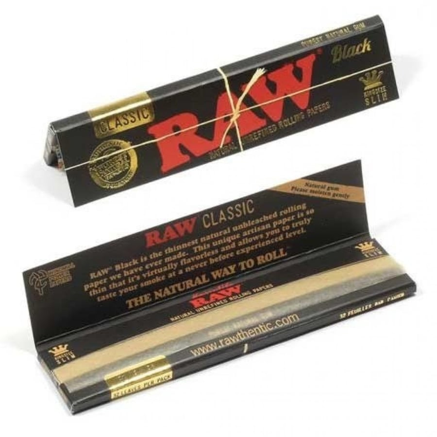ورق لف راو اسود كينج سايز RAW Rolling Paper Black Classic King Size