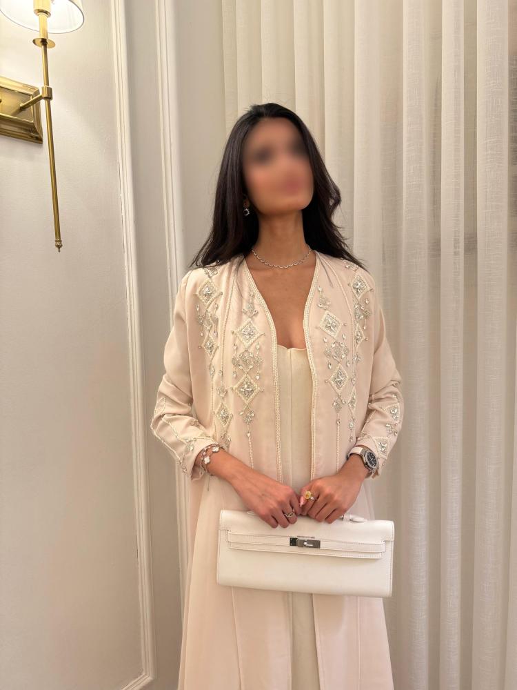 Formal abaya, hand-stitched