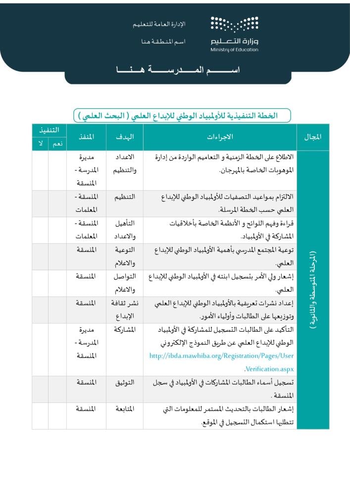 سجل منسقي الموهوبين ومنسقات الموهوبات | الهوية البصرية الجديدة (Word)