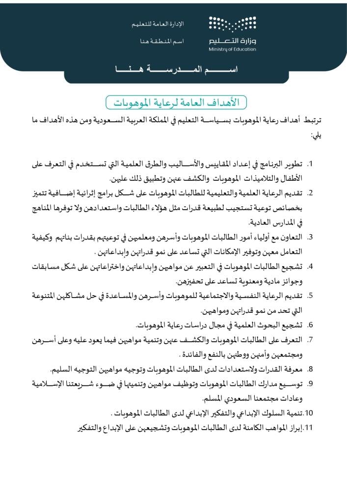 سجل منسقي الموهوبين ومنسقات الموهوبات | الهوية البصرية الجديدة (Word)