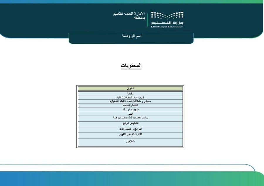الخطة التشغيلية لرياض الأطفال | إصدار محدث جاهز للتعديل