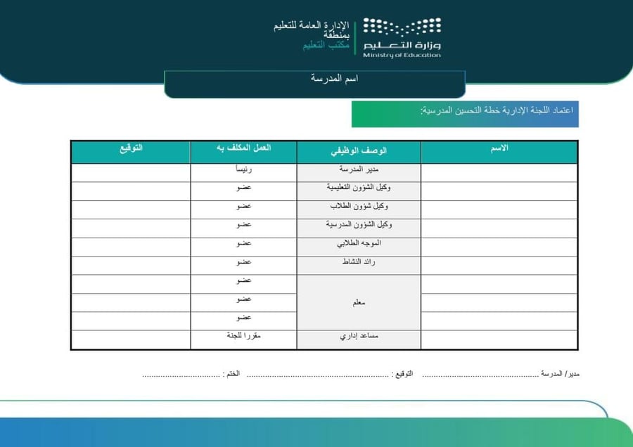 خطة التحسين والتطوير الشاملة لجميع المراحل الدراسية