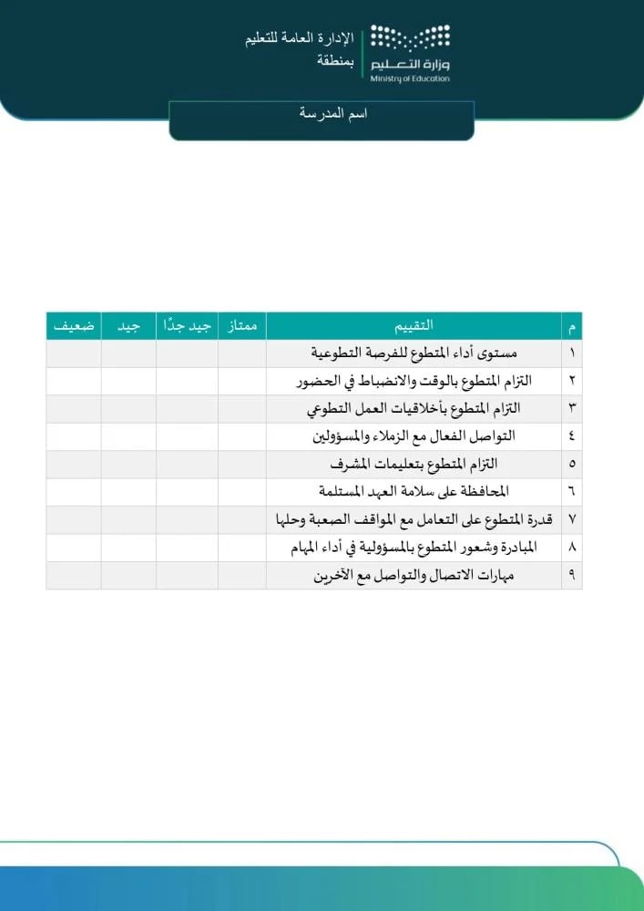 سجل منسق العمل التطوعي | الهوية البصرية الجديدة (Word)