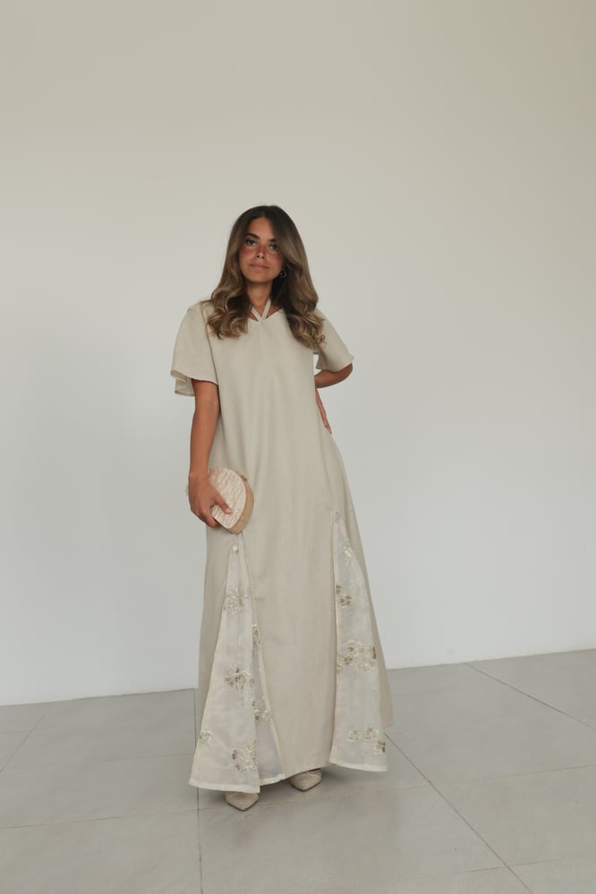 Linen dress in oyster gray
