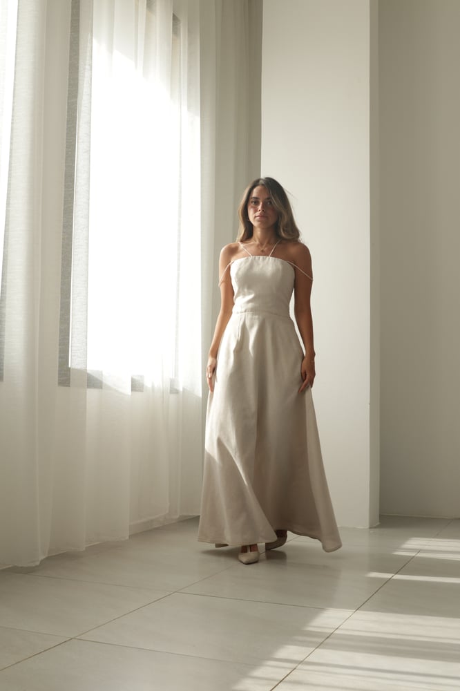 Linen dress with tulle dress