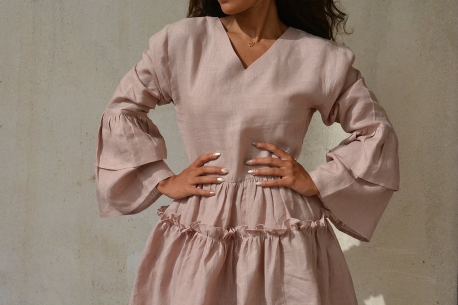 Linen pink dress