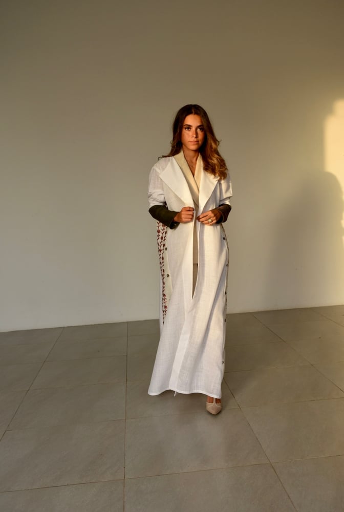 Floral linen abaya 03