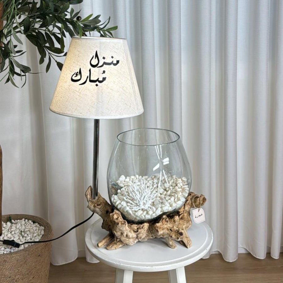 ابجورة خشب طبيعي مع زجاج مُنصهر