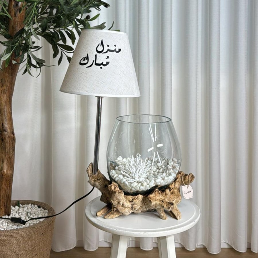 ابجورة خشب طبيعي مع زجاج مُنصهر