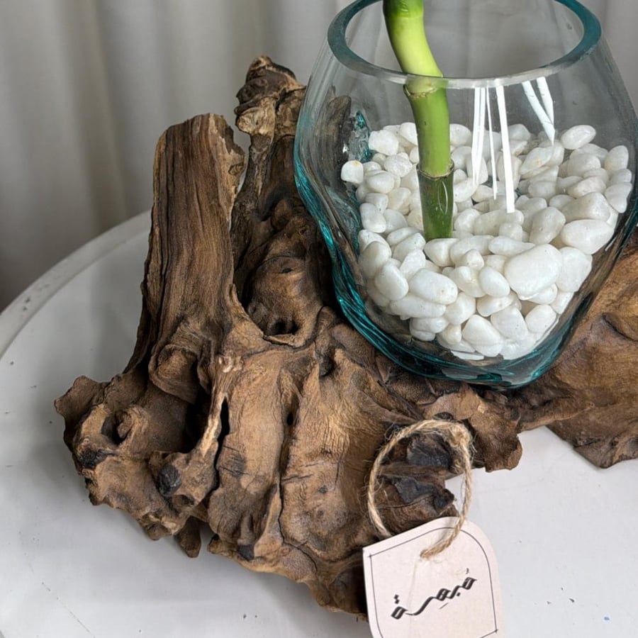 #10 خشب طبيعي مع زجاج مُنصهر
