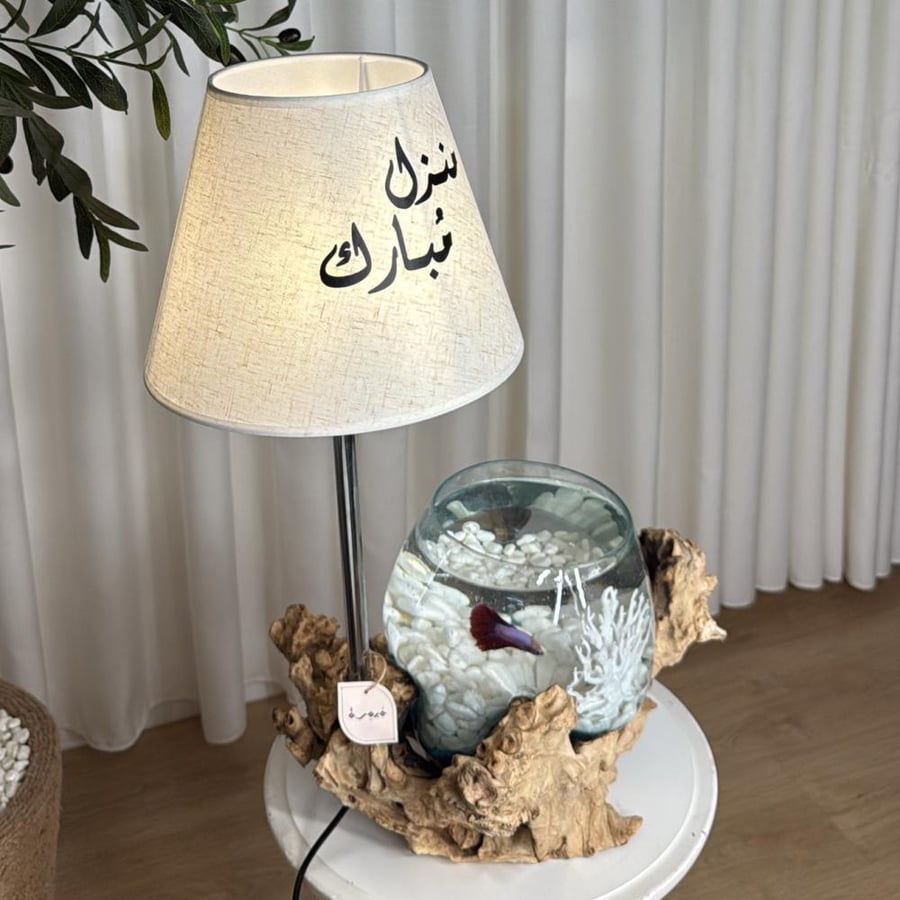 ابجورة خشب طبيعي مع زجاج مُنصهر