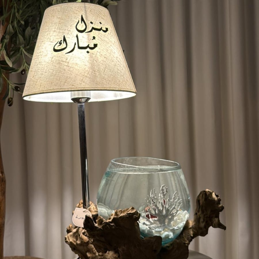 ابجورة خشب طبيعي مع زجاج مُنصهر