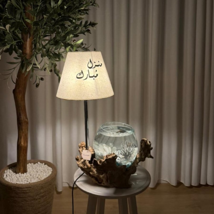ابجورة خشب طبيعي مع زجاج مُنصهر