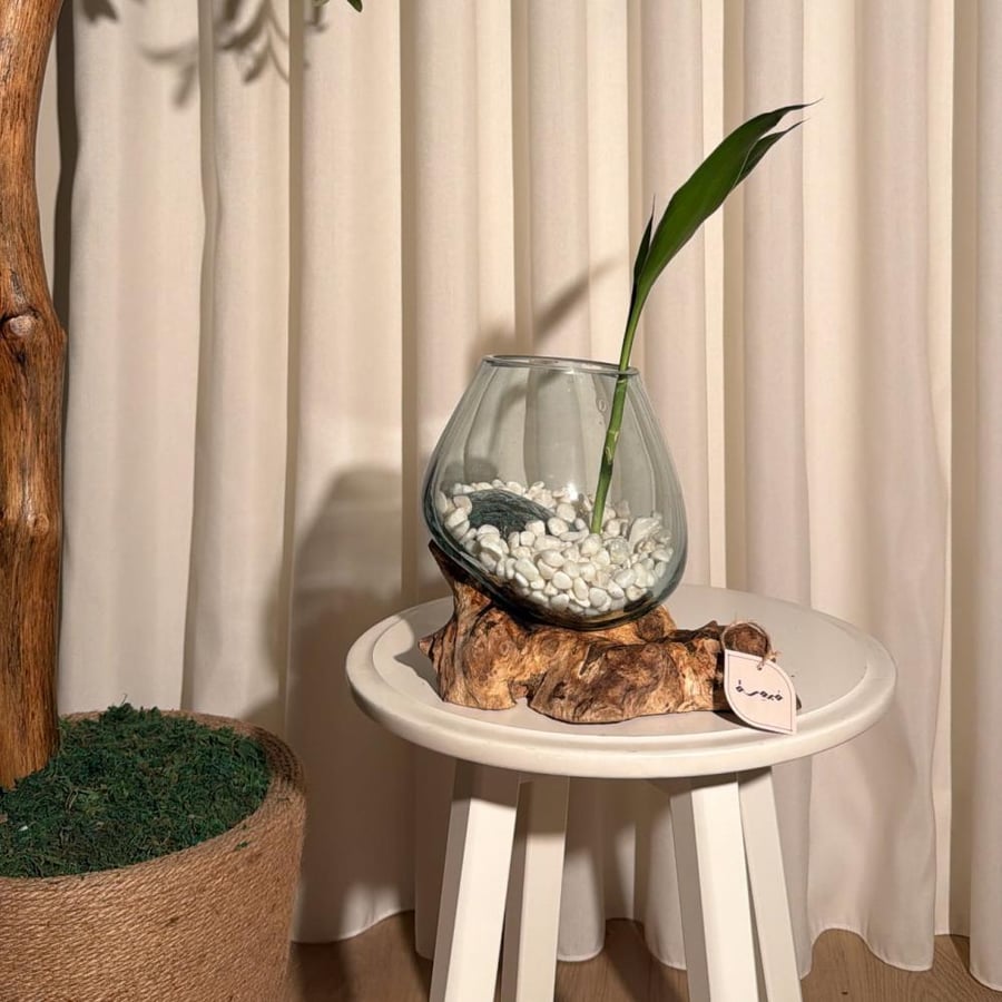 #6 خشب طبيعي مع زجاج مُنصهر