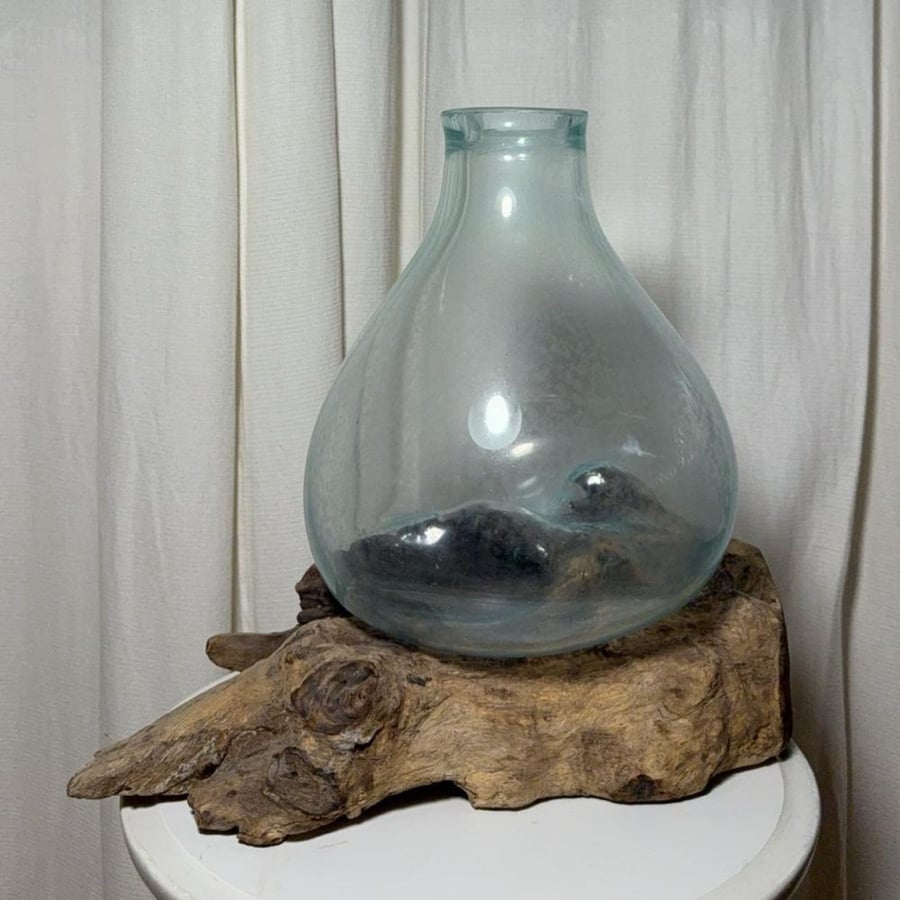 Natural wood with fused glass