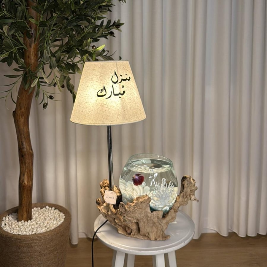 ابجورة خشب طبيعي مع زجاج مُنصهر