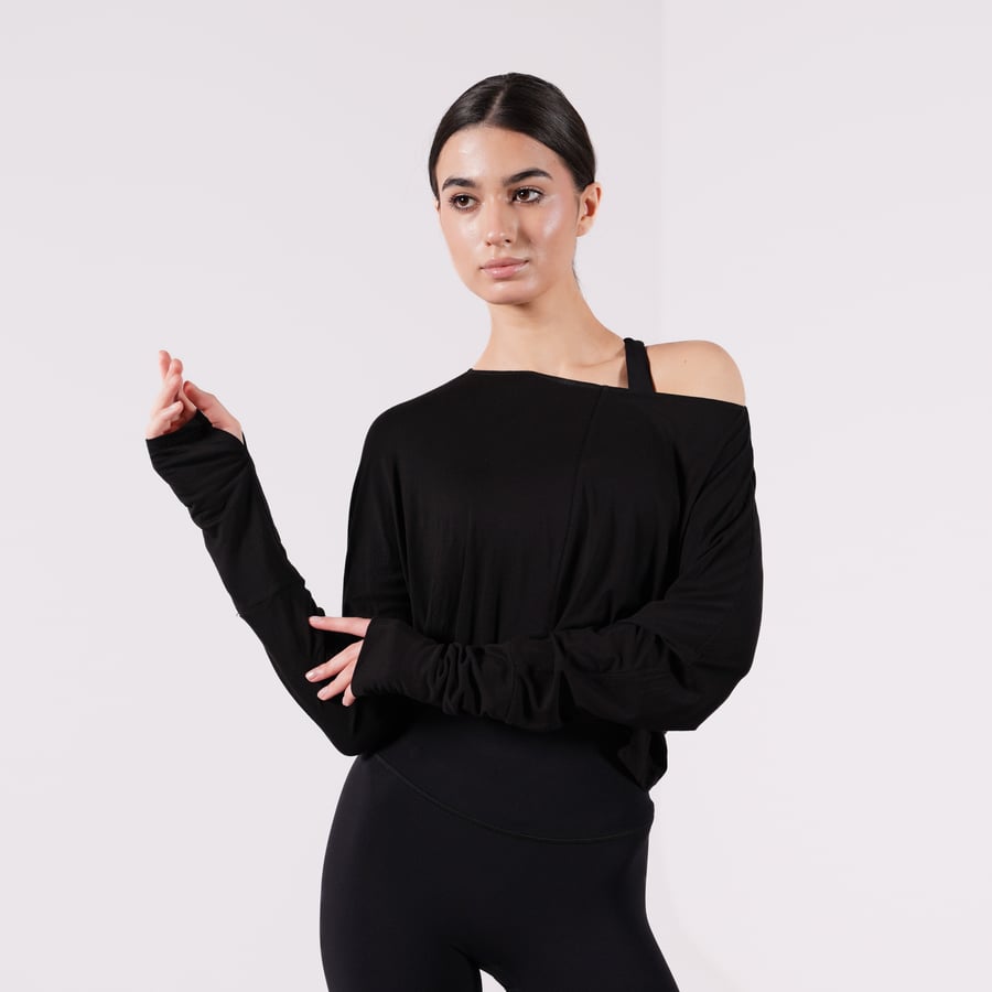 Flow Cropped Layer Top - Black