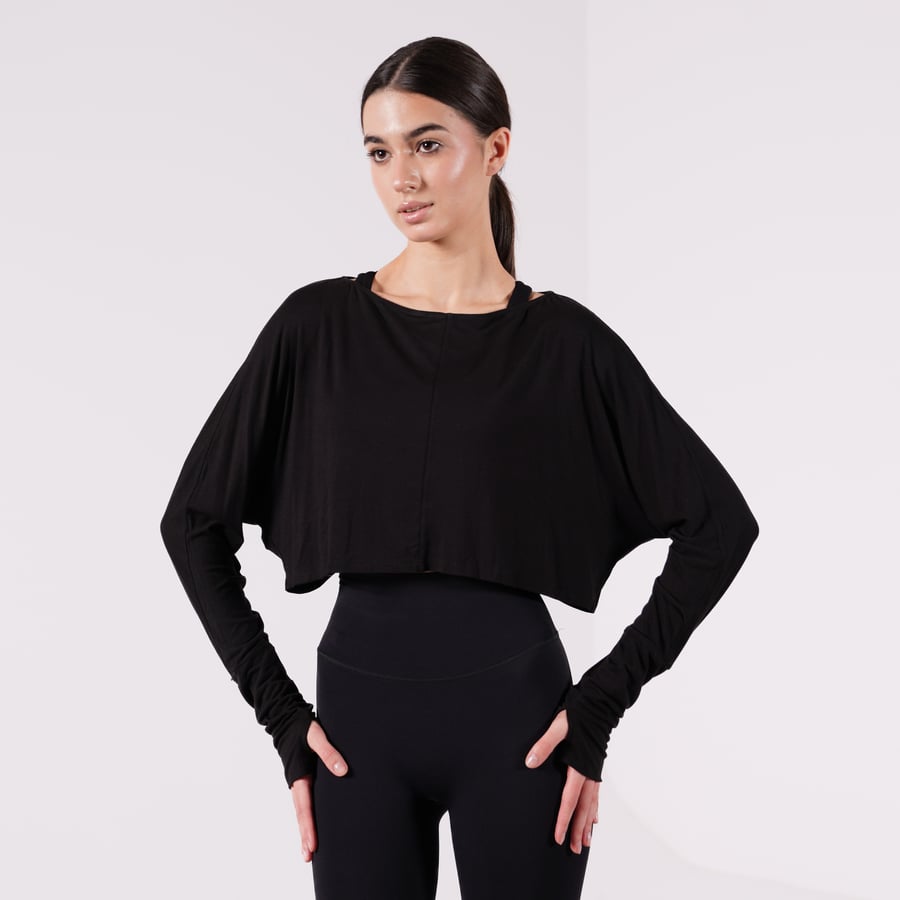 Flow Cropped Layer Top - Black