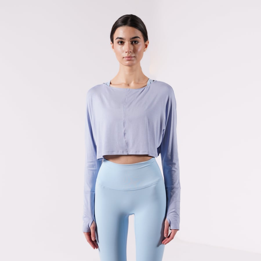 Flow Cropped Layer Top - Misty Blue