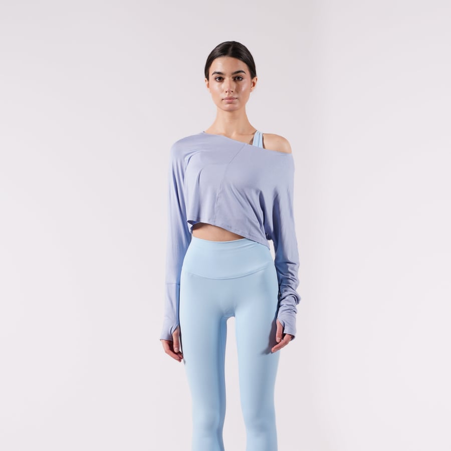 Flow Cropped Layer Top - Misty Blue