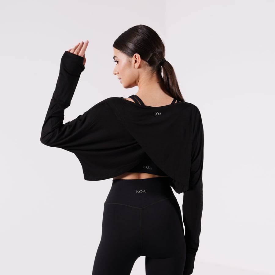 Flow Cropped Layer Top - Black