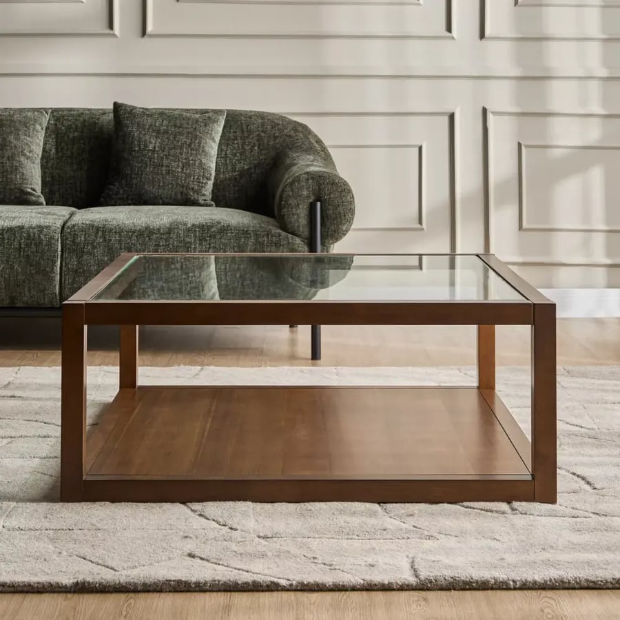 Coffee table with glass top