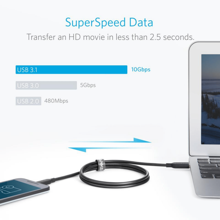 أنكر - سلك من منفذ USB-C إلى USB-A