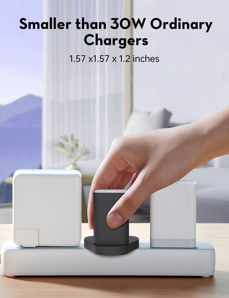 RAVPower 35W Wall Charger with Type-C and USB Ports - Black